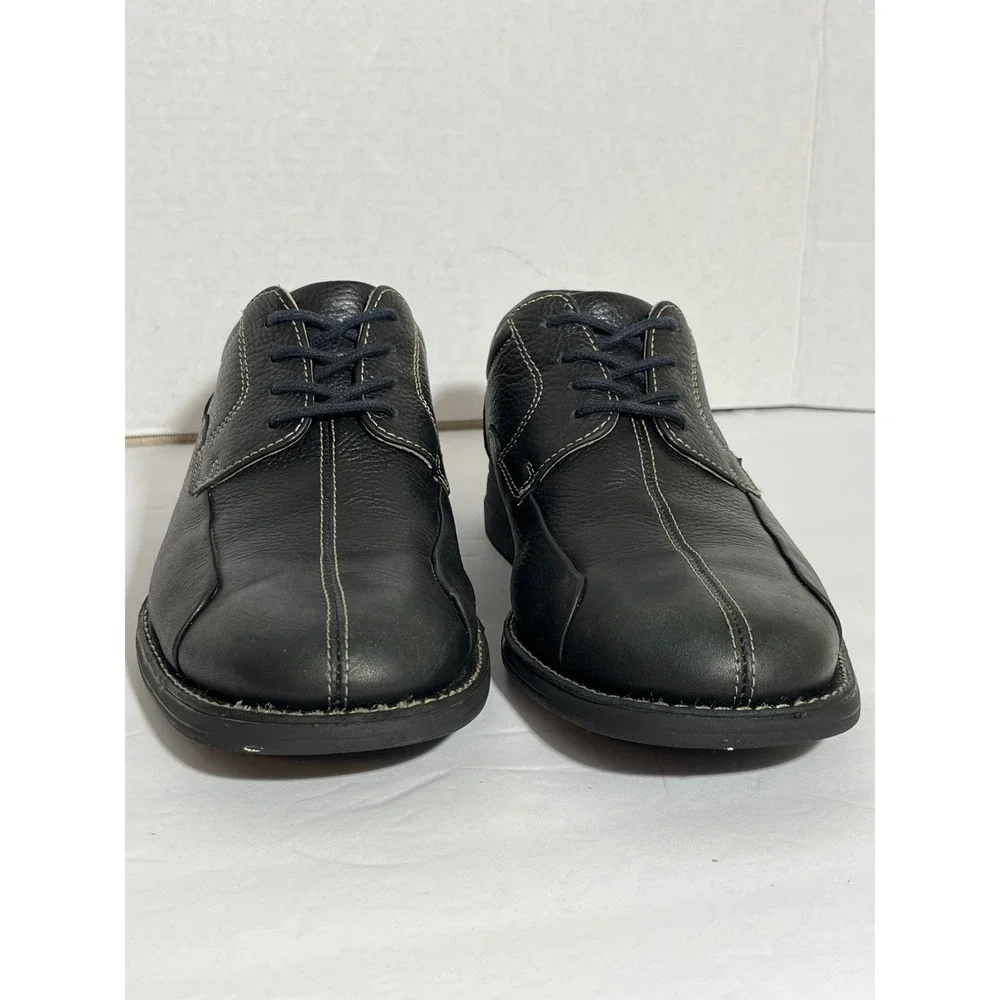 Johnston & Murphy Mens Black Leather Contrast Stitch Lace Up Oxford Shoes‎ 7.5